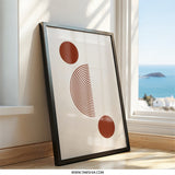 Abstract Geometric Wall Art, Modern Circle Print, Minimalist Shapes Poster, Contemporary Home Decor, Trendy Burnt Sienna Art - Tawshia