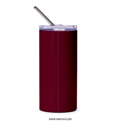 Insulated Burgundy Tumbler With Straw Travel Mug product