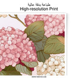 Hydrangea Photographic Print, Floral Wall Art, Botanical Decor, Pink Flowers, Home Decor, Elegant Print, Living Room Art - Tawshia