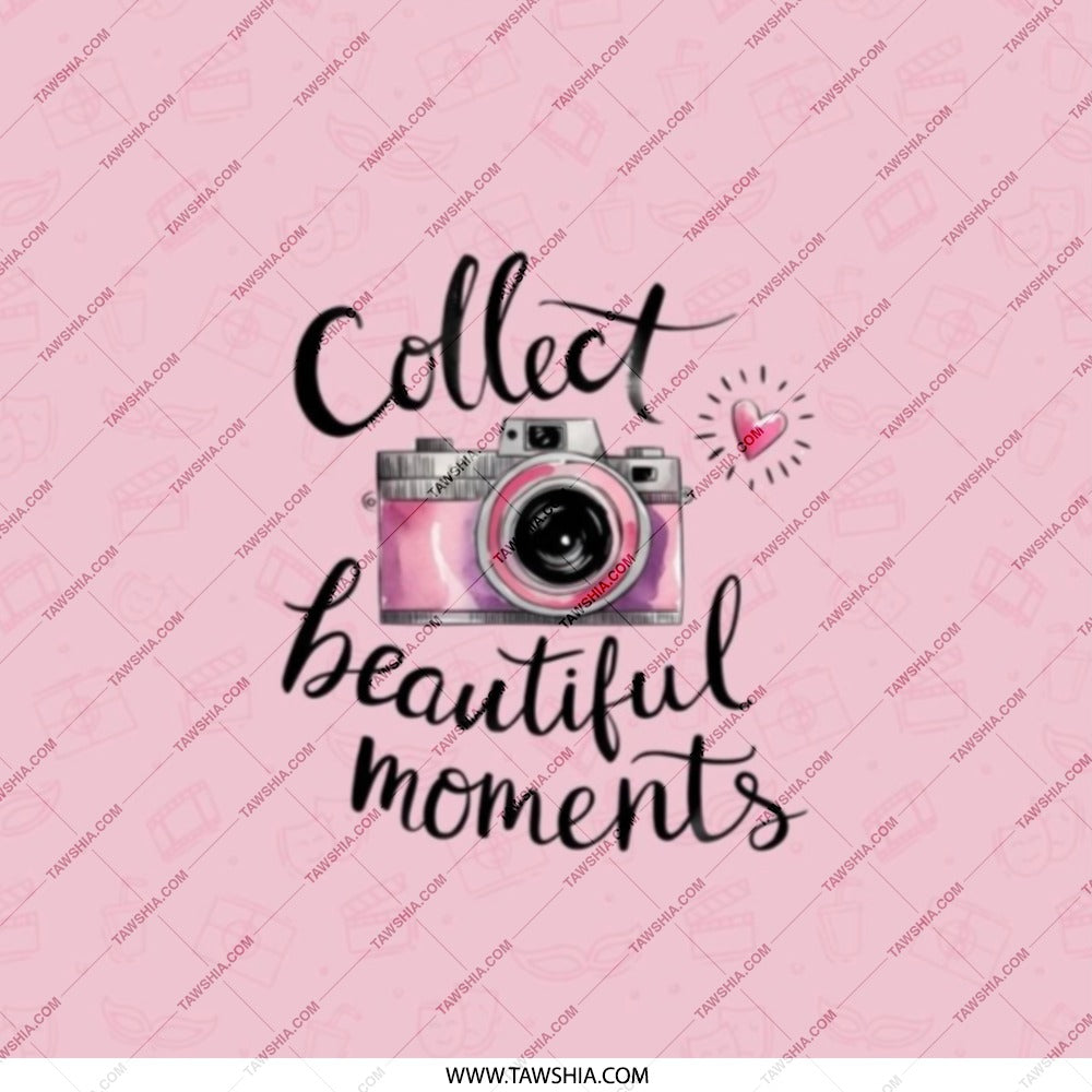 Collect Beautiful Moments Pocket Mirror, Pink Camera Art, Inspirational Gift, Photography Lover, Trendy Accessories, Cute Purse Mirror - Tawshia