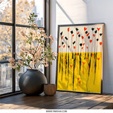 Abstract Floral Wall Art, Red Black Flowers Print, Modern Art Poster, Botanical Wall Decor, Unique Home Gift, Trendy Wall Art - Tawshia