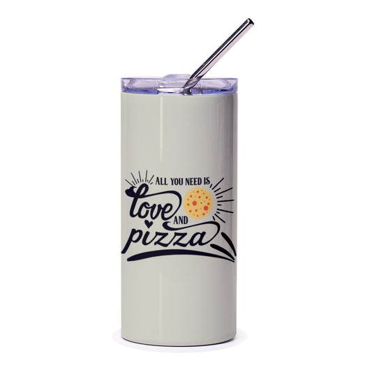 Love and Pizza Tumbler, Pizza Lover Gift, Foodie Tumbler, Gift for Her, Fun Tumbler, Pizza Design Tumbler, Personalized Tumbler - Tawshia