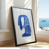 Abstract Blue Wall Art, Modern Art Print, Unique Home Decor, Indigo Art, Minimalist Art, Fluid Shape Art - Tawshia