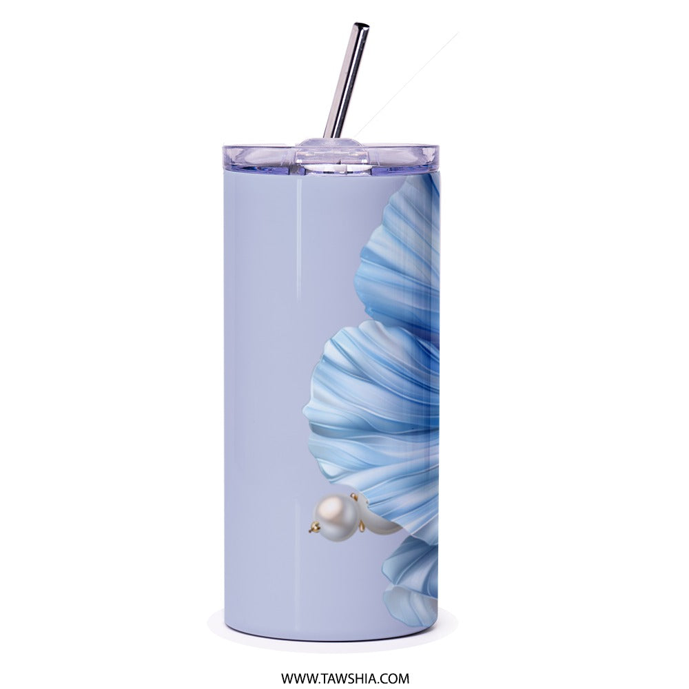 Blue Poppy Tumbler, Floral Design, Modern Tumbler, Flower Tumbler, Gift for Her, Stylish Tumbler, Trendy Tumbler - Tawshia