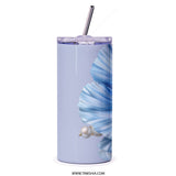 Blue Poppy Tumbler, Floral Design, Modern Tumbler, Flower Tumbler, Gift for Her, Stylish Tumbler, Trendy Tumbler - Tawshia