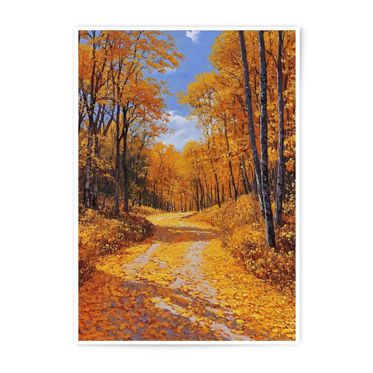Autumn Road Photographic Print, Fall Foliage Landscape Art, Golden Leaves Scene, Nature Wall Decor, Seasonal Print, Rustic Home Decor - Tawshia
