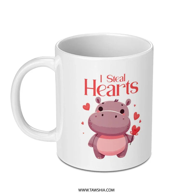 Cute Hippo I Steal Hearts Mug Unique Gift product type