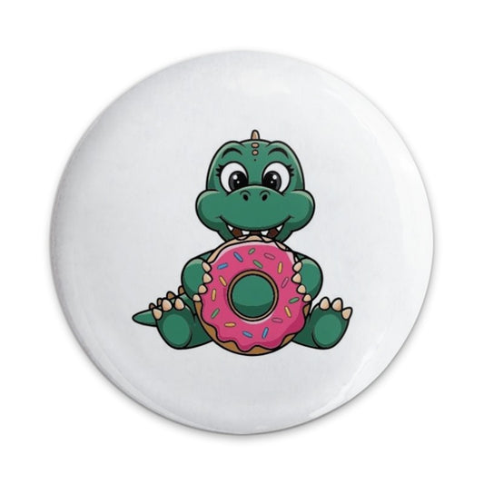 Cute Dino Donut Pinback Button, Funny Dinosaur Badge, Cartoon Animal Button, Unique Gift Idea, Aesthetic Pin - Tawshia