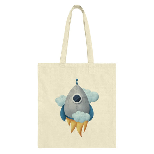 Rocket Tote Bag, Space Adventure, Cute Spaceship Design, Carry All Tote, Reusable Grocery Bag, Book Bag, Travel Tote Bag, Everyday Bag - Tawshia