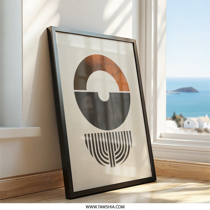 Geometric Wall Art, Abstract Print, Modern Home Decor, Minimalist Artwork, Circle Design, Mid Century Art, Boho Wall Decor - Tawshia