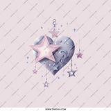 Starry Heart Pocket Mirror, Celestial Heart Mirror, Cute Pocket Mirror, Dreamy Star Design Compact Mirror, Gift for Her, Space Lover Gift - Tawshia