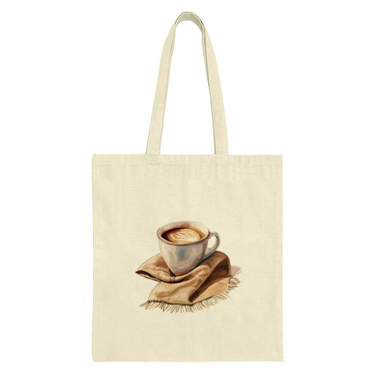 Coffee Latte Tote Bag, Beverage Art Bag, Drink Lover Gift, Coffee Cup Design Bag, Watercolor Coffee Bag - Tawshia