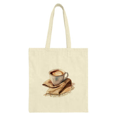Coffee Latte Tote Bag, Beverage Art Bag, Drink Lover Gift, Coffee Cup Design Bag, Watercolor Coffee Bag - Tawshia