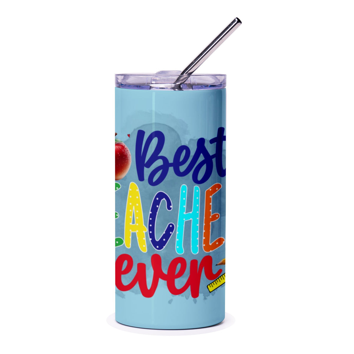 Best Teacher Ever Colorful Tumbler with Straw product type