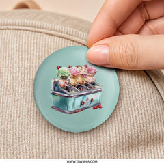 Ice Cream Machine Pinback Button, Colorful Dessert Button, Retro Style, Foodie Gift, Summer Treat Pin Button, Gift for Ice Cream Lover - Tawshia