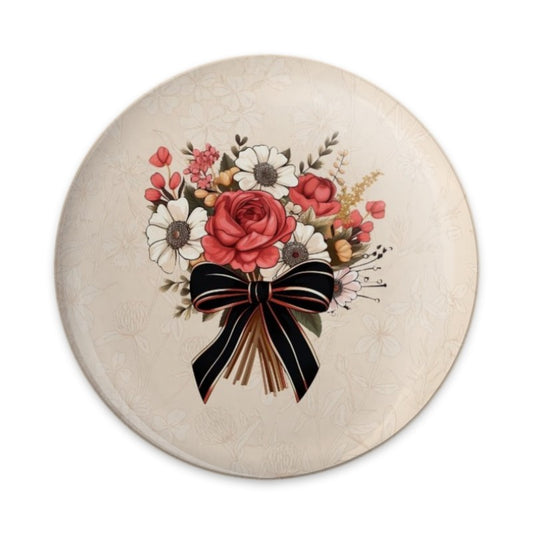 Floral Bouquet Pinback Button, Red Rose Flowers with Ribbon, Cute Pin Buttons, Floral Design, Gift for Flower Lovers, Aesthetic Pin - Tawshia