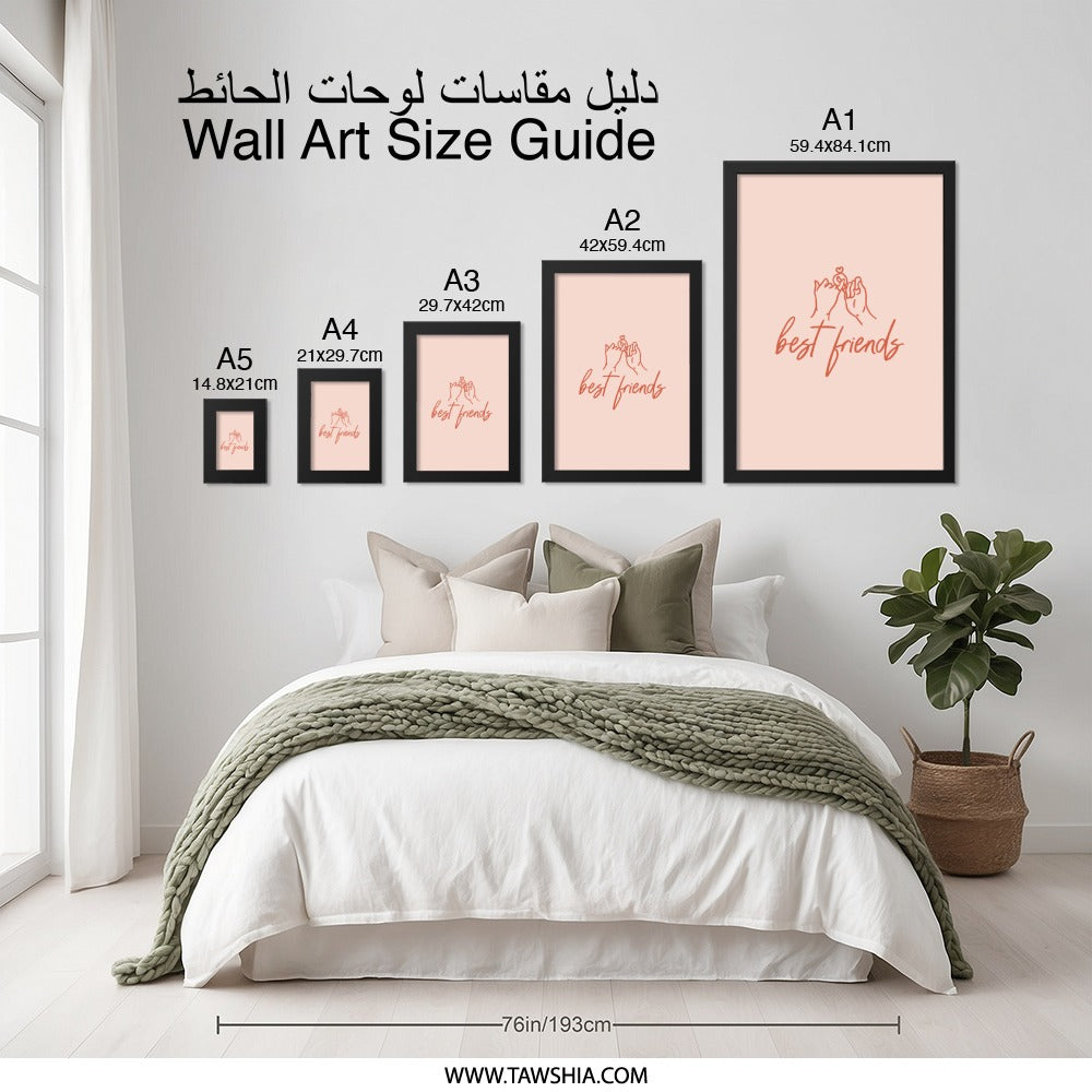 Best Friends Wall Art, Pinky Promise Print, Friendship Decor, Sister Gift, Minimalist Art, Trendy Wall Decor, Modern Art Print - Tawshia
