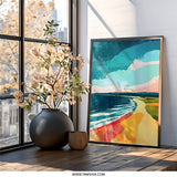 Abstract Beach Painting, Coastal Wall Art, Seascape Print, Modern Art Decor, Beach House Art, Ocean View, Home Decor, Framed Wall Art - Tawshia