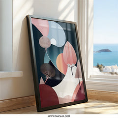 Abstract Landscape Wall Art, Modern Geometric Print, Pastel Colors Painting, Unique Home Decor, Stylish Wall Hanging - Tawshia