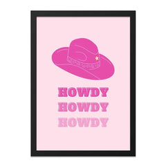 Pink Howdy Wall Art, Western Decor Print, Cowgirl Hat Poster, Cute Room Decor, Trendy Wall Decor, Unique Art Print - Tawshia