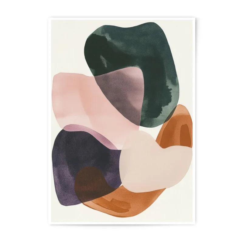Abstract Shapes Photographic Print, Modern Wall Art, Contemporary Art Print, Minimalist Home Decor, Pink Green Brown Art - Tawshia