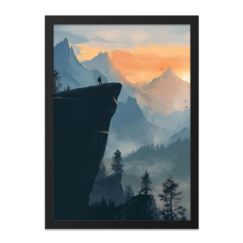 Mountain Peak Wall Art, Adventure Landscape Print, Silhouette Art, Nature Inspired Decor, Dramatic Vista Scenery, Inspirational Artwork - Tawshia