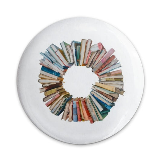 Book Wreath Pinback Button, Librarian Gift, Book Lover Present, Bookworm Badge, Unique Accessories, Teacher Appreciation Button - Tawshia