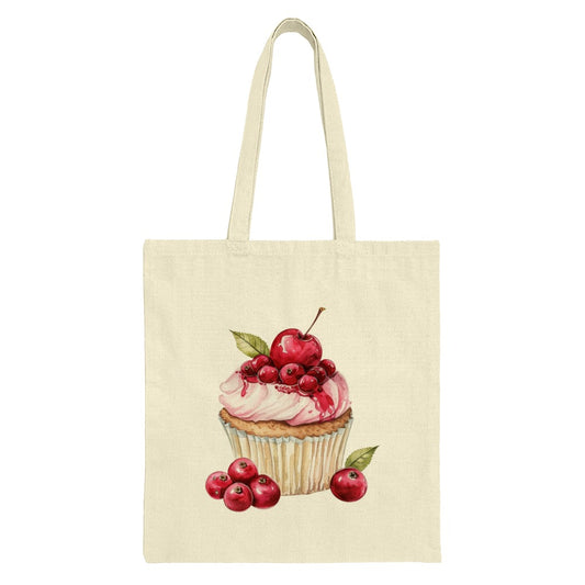 Cherry Cupcake Tote Bag, Sweet Treat Design, Foodie Gift, Unique Tote, Watercolor Style, Everyday Bag, Market Bag, Shopping Bag - Tawshia