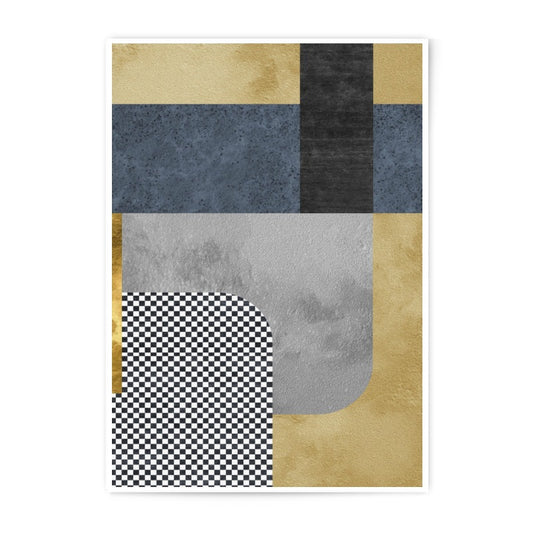Geometric Photographic Print, Abstract Art Print, Modern Home Decor, Checkered Art, Gold and Gray Wall Art, Contemporary Photo - Tawshia