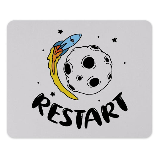 Restart Mouse Pad, Rocket, Moon, Stars, Funky Desk Decor, Computer Accessories, Gamer Gift, Office Gift, Space Theme Mouse Pad, Cute Mouse - Tawshia