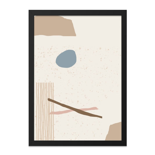 Abstract Shapes Wall Art, Modern Art Print, Minimalist Wall Decor, Beige and Blue Artwork, Geometric Shapes Print - Tawshia