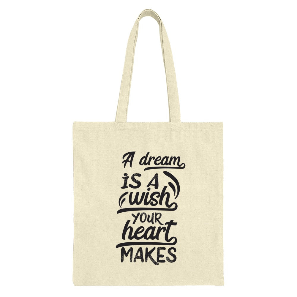 Dream Wish Heart Tote Bag, Inspirational Quote Bag, Motivational Tote, Canvas Tote Bag, Gift for Her, Everyday Bag, Trendy Tote Bags - Tawshia