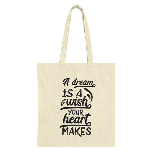 Dream Wish Heart Tote Bag, Inspirational Quote Bag, Motivational Tote, Canvas Tote Bag, Gift for Her, Everyday Bag, Trendy Tote Bags - Tawshia