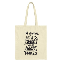 Dream Wish Heart Tote Bag, Inspirational Quote Bag, Motivational Tote, Canvas Tote Bag, Gift for Her, Everyday Bag, Trendy Tote Bags - Tawshia