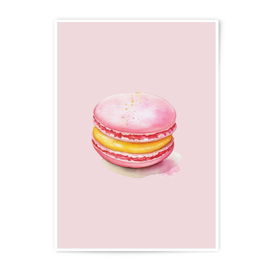 Pink Macaron Photographic Prints, Dessert Wall Art, Food Prints, Kitchen Decor, Watercolor Art, Cute Prints, Colorful, Modern Home Decor - Tawshia
