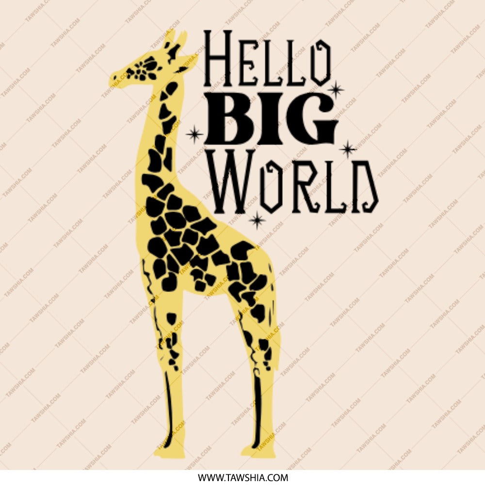Giraffe Pinback, Hello Big World Badge, Safari Animal Button, Nursery Decor, New Baby Gift, Cute Giraffe Pin, Unique Pinback, Giraffe Gift - Tawshia