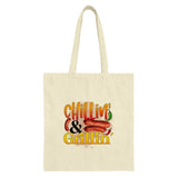 Chilling and Grilling Tote Bag, Sausage Art Tote, Funny Foodie Bag, BBQ Lover Gift, Summer Grilling Tote, Everyday Carry Bag - Tawshia