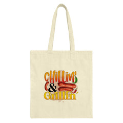 Chilling and Grilling Tote Bag, Sausage Art Tote, Funny Foodie Bag, BBQ Lover Gift, Summer Grilling Tote, Everyday Carry Bag - Tawshia