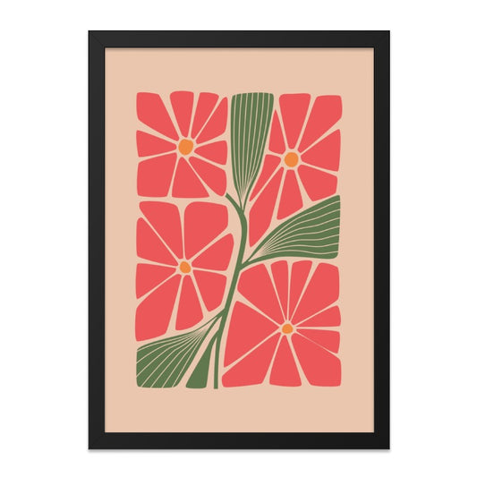 Retro Flower Wall Art, Floral Print, Botanical Art, Modern Wall Decor, Living Room Art, Minimalist Art, Home Decor, Wall Decor - Tawshia