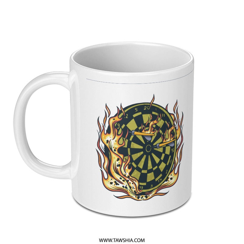 Flaming Dartboard Design Coffee Mug product