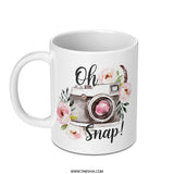 Oh Snap Camera Mug, Floral Photo Gift, Photographer Present, Cute Coffee Mug, Photography Lover Gift, Unique Camera Design Mug - Tawshia