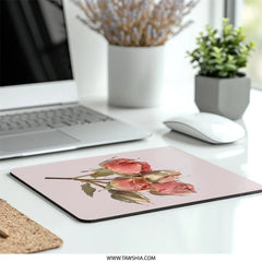 Dried Roses Mouse Pad, Floral Mousepad, Pink Roses Desk Decor, Aesthetic Office Gift, Elegant Computer Accessory, Flower Lover Gift - Tawshia