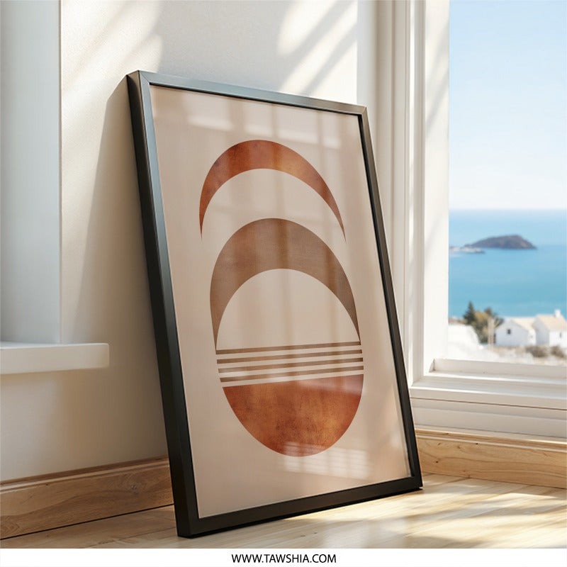Abstract Geometric Wall Art, Modern Minimalist Print, Boho Decor, Circle Line Art, Geometric Shapes, Unique Home Decor Wall Art - Tawshia