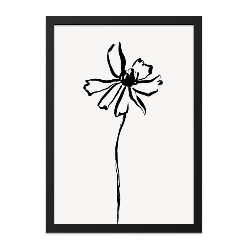 Minimalist Flower Wall Art, Botanical Print, Black and White Floral Art, Simple Line Drawing, Modern Home Decor, Unframed Art - Tawshia