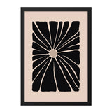 Abstract Sun Wall Art, Black and Beige Print, Modern Minimalist Home Decor, Geometric Flower Artwork, Trendy Wall Hanging - Tawshia