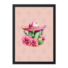 Pink Cactus Wall Art, Southwestern Decor, Floral Cactus Print, Pink Cowboy Hat, Desert Wall Decor, Trendy Cactus Wall Decor - Tawshia