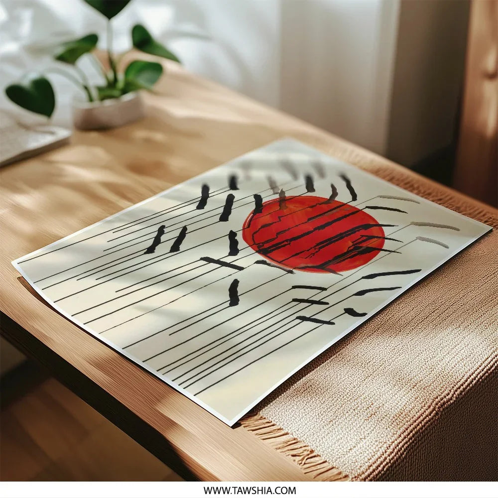 Abstract Sun Photographic Print, Sunrise Art, Modern Wall Decor, Minimalist Art, Japanese Sun Artwork, Home Decor, Office Decor - Tawshia