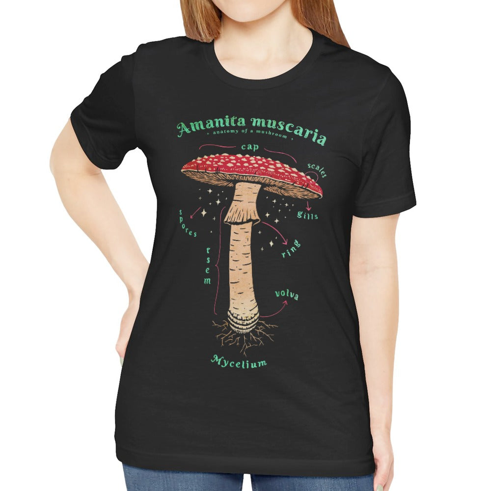 Amanita Muscaria Mushroom Design Black T-shirt product