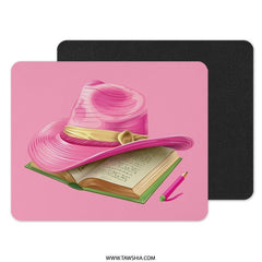 Pink Cowboy Hat Mouse Pad, Western Aesthetic Desk Decor, Book Lover Gift, Cute Office Accessory, Girly Desk Pad, Pink Office Decor - Tawshia