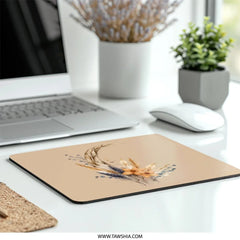 Boho Floral Mouse Pad, Botanical Desk Decor, Aesthetic Computer Mat, Neutral Office Accessories, Minimalist Mousepad, Flower PC Gaming Mat - Tawshia